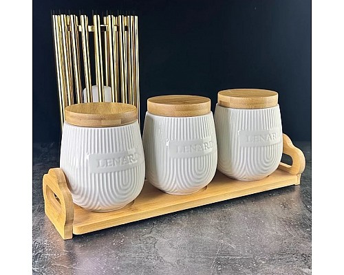 Набор из 3 банок 320 мл Bamboo Lenardi на подставке