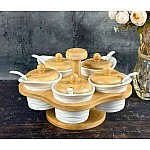 Набор из 5 банок 100 мл для специй с ложками на подставке Bamboo Lenardi