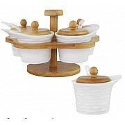 Набор из 5 банок 100 мл для специй с ложками на подставке Bamboo Lenardi