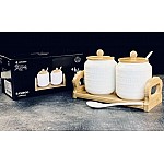 Набор из 2 банок 350 мл для специй с крышками и ложками на подставке Bamboo Lenardi