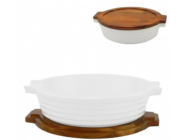 Круглая форма-блюдо для запекания 28 см с крышкой/подставкой Stove Lenardi