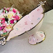 Фруктовница Lenardi Бабочки розовые 48 см на ножке