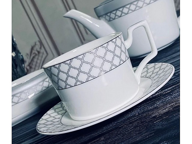 Кофейный набор Версаль серебро Lenardi на 6 персон 12 предметов