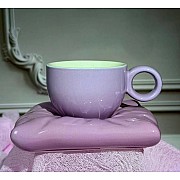 Чашка 220 мл с блюдцем Pillow Lenardi фиолетовая