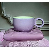 Чашка 220 мл с блюдцем Pillow Lenardi фиолетовая Чашка 220 мл с блюдцем Pillow Lenardi фиолетовая