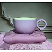 Чашка 220 мл с блюдцем Pillow Lenardi фиолетовая