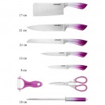 Набор ножей Sharp Lenardi 9 предметов на подставке розовый