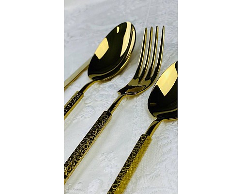 Набор столовых приборов Bubble lenardi на 6 персон 24 предмета золотой