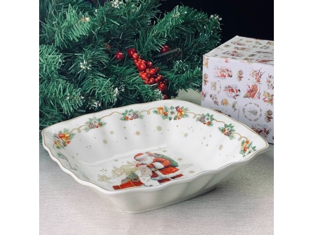 Квадратный салатник Новогодний Lenardi 23 см
