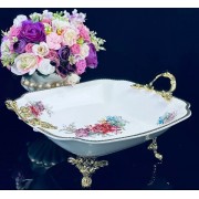 Блюдо 34 см квадратное Астория Lenardi на ножках с ручками