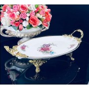 Блюдо овальное 38 см Астория Lenardi на ножках с ручками