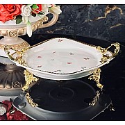 Блюдо круглое 28 см Годжи Lenardi на ножках с ручками