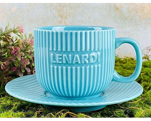 Чайный набор Stripe Lenardi на 6 персон 12 предметов 290 мл бирюзовый