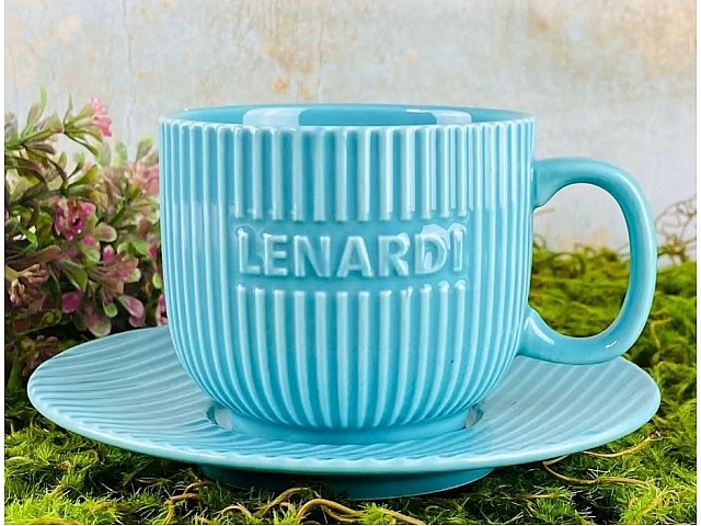 Чайный набор Stripe Lenardi на 6 персон 12 предметов 290 мл бирюзовый