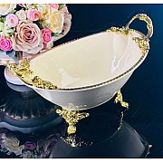 Глубокое блюдо 31 см Atlantis Cream Lenardi на ножках с ручками