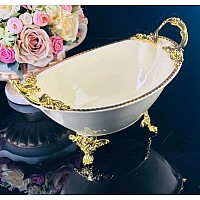 Глубокое блюдо 31 см Atlantis Cream Lenardi на ножках с ручками