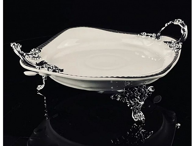 Блюдо 28 см Atlantis Lenardi на ножках с ручками