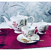 Чайный сервиз Flowers Lenardi красный цветок на 6 персон 14 предметов