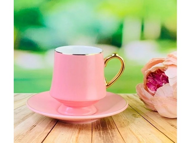 Кофейный набор Lenardi Кратер розовый 12 предметов