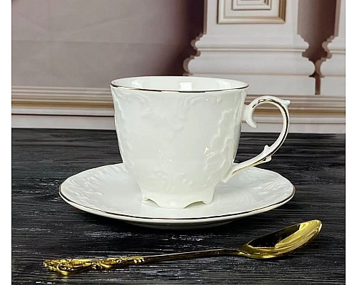 Чайный набор на 6 персон 12 предметов 280 мл Аврора золото Lenardi