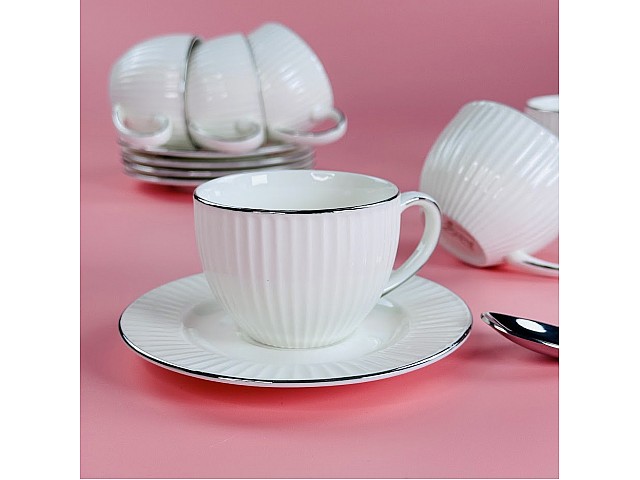 Кофейный набор на 6 персон 12 предметов 115 мл Neo Classic Lenardi платина