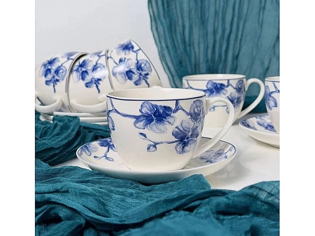 Чайный набор на 6 персон 12 предметов 280 мл Blue Flowers Lenardi Чайный набор на 6 персон 12 предметов 280 мл Blue Flowers Lenardi