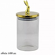Банка для сыпучих продуктов Зайчик Lenardi золотой 1,4 л