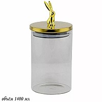 Банка для сыпучих продуктов Зайчик Lenardi золотой 1,4 л Банка для сыпучих продуктов Зайчик Lenardi золотой 1,4 л