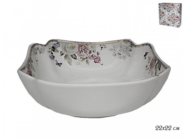 Квадратный салатник 22 см Пионы Lenardi