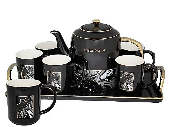 Чайный набор Dreams Lenardi черный на 4 персоны 9 предметов