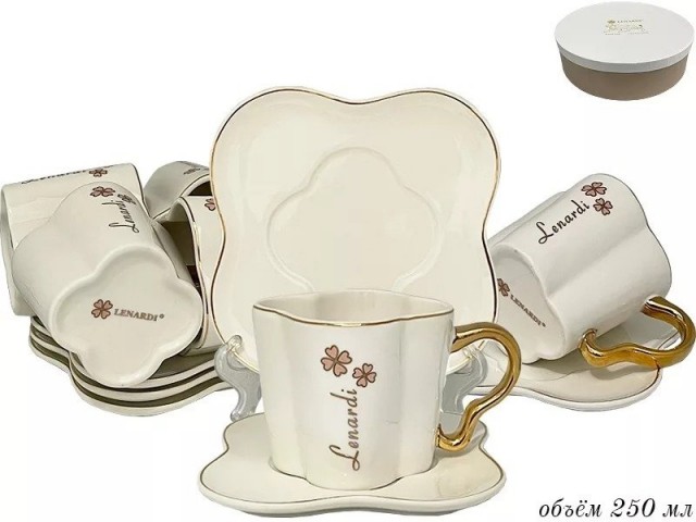 Чайный набор Lenardi Flowers белый 12 предметов 250 мл