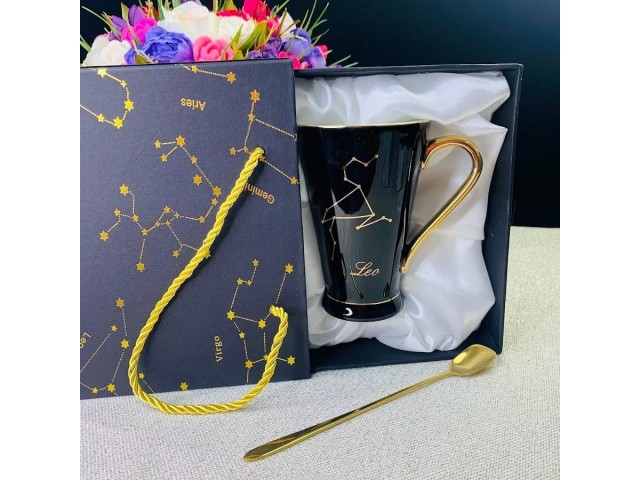 Кружка Зодиак Лев Lenardi 390 мл с ложкой