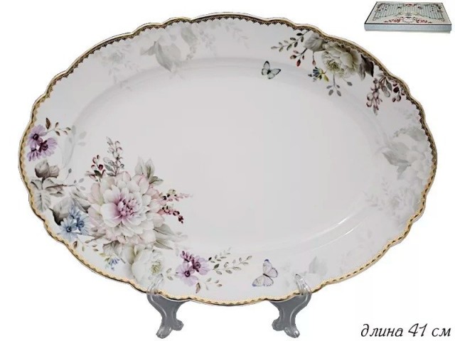 Овальное блюдо Lenardi Хризантемы 41 см