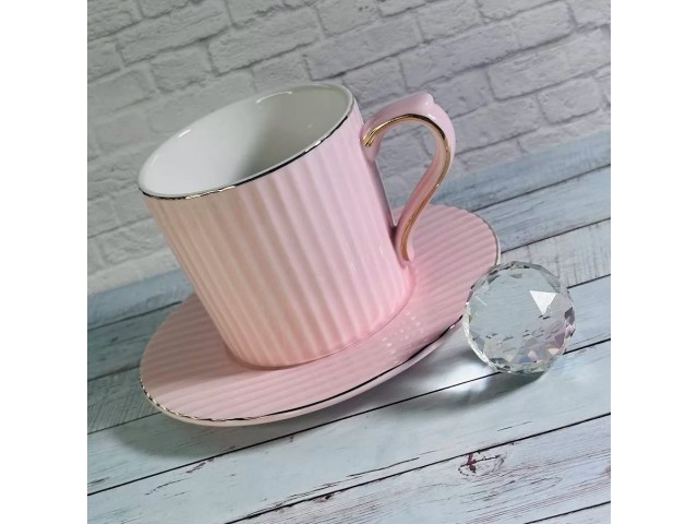Чайный набор на 6 персон 12 предметов Шарм Lenardi розовый
