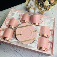 Чайный набор Эллада Lenardi на 6 персон 12 предметов розовый