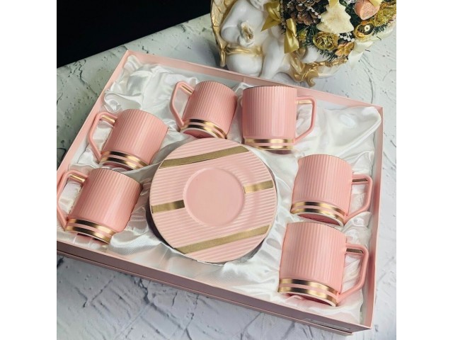 Чайный набор Эллада Lenardi на 6 персон 12 предметов розовый