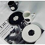 Кофейный набор на 6 персон 12 предметов 95 мл Розаль Lenardi белый черная роза