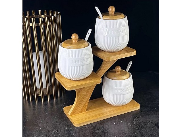 Набор из 3 банок 350 мл с ложками Bamboo Lenardi