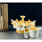 Набор из 4 банок 100 мл для специй с ложками на подставке Bamboo Lenardi