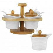 Набор из 4 банок 100 мл для специй с ложками на подставке Bamboo Lenardi