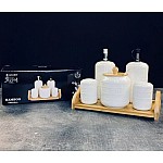 Набор для специй,сахарница,бутылки для масла 5 предметов на подставке Bamboo Lenardi