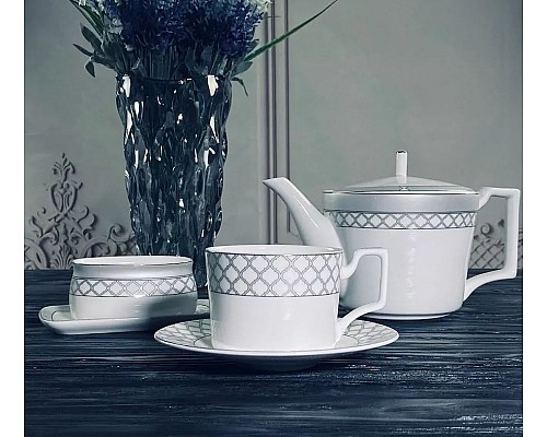 Чайный сервиз Версаль серебро Lenardi на 6 персон 18 предметов