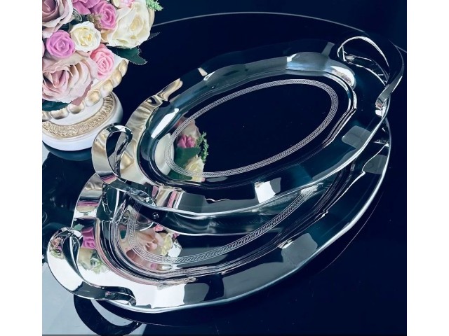 Набор из 2 овальных блюд 36 см и 43 см Steel Lenardi