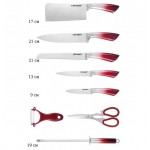 Набор ножей Sharp Lenardi 9 предметов на подставке красный