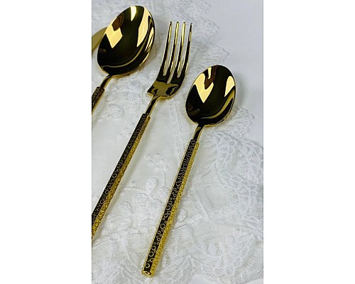 Набор столовых приборов Bubble lenardi на 1 персону 4 предмета золотой Набор столовых приборов Bubble lenardi на 1 персону 4 предмета золотой