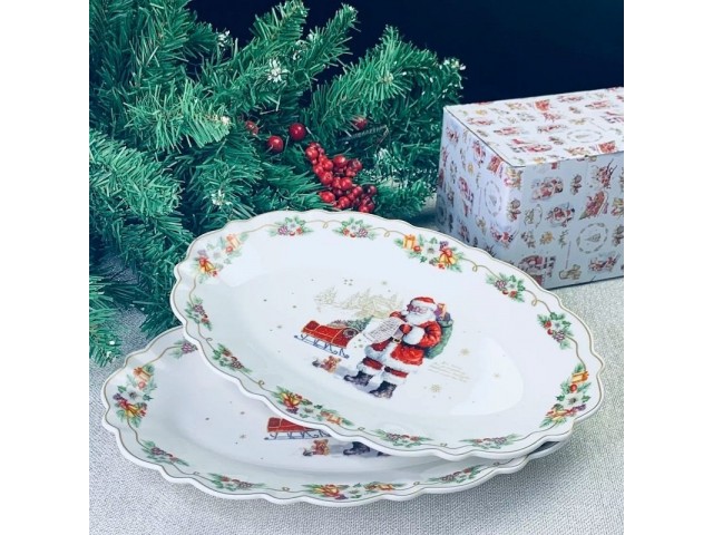 Набо из 2 овальных блюд Новогодний Lenardi 30 см