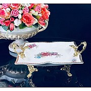 Блюдо квадратное 24 см Астория Lenardi на ножках с ручками