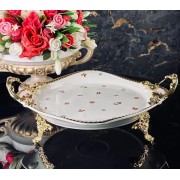 Блюдо круглое 33 см Годжи Lenardi на ножках с ручками