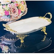 Блюдо 30,5 см Atlantis Cream Lenardi на ножках с ручками