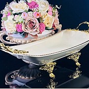 Блюдо 38 см Atlantis Cream Lenardi на ножках с ручками